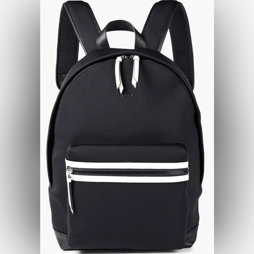 DKNY Faux leather-trimmed neoprene backpack
